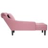 Chaise Longue with Cushion and Right Armrest Pink Velvet