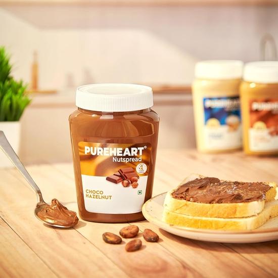 Ореховая паста Pureheart Шоколадно-фундучная (200 г), Вкусный, Нежный и Кремовый Снек, Шоколадно-Фундучная Паста с Ореховым Вкусом для Завтрака