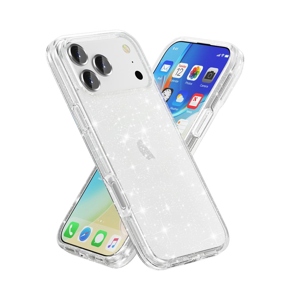 Чехол для iPhone 17 Pro Max Сверкающий Порошок Блестки Сияющий Мягкий ТПУ + Жесткая Задняя Крышка из Поликарбоната
