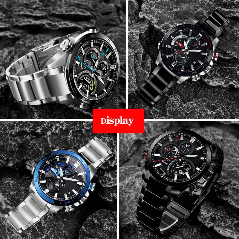 Цельный стальной ремешок с изогнутым концом для серии Casio EDIFICE Ремешок EQB-501 EQB-800 Дугообразный Прецизионная стальная цепочка для часов Мужские 22 ммMN