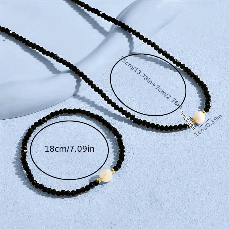 Ожерелье-браслет из черной шпинели и бирюзы, корейский универсальный повседневный нишевый минималистичный дизайн, комплект