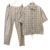 SENSE OF PLACE Check Pattern Short Sleeve Cotton Shirt Setup Mesh Lining Men's Used