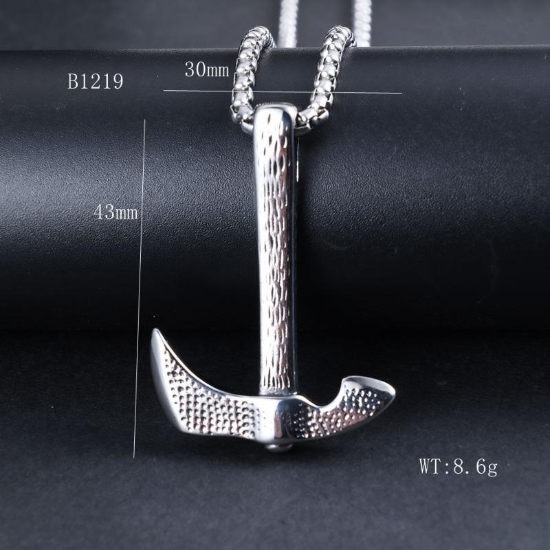Ancient style ax and hammer texture stainless steel pendant stylishtrendy punk men stainless steel necklace