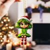 Girl Car Decor Acrylic Keychain With Christmas Hat For Auto Interior Enhancement
