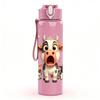 1PC Funny Cow Farm Animal Pattern 750ml Color Plastic Sports Water Bottle Leakproof Flip Straw Lid Suitable for Sports Office Home Use