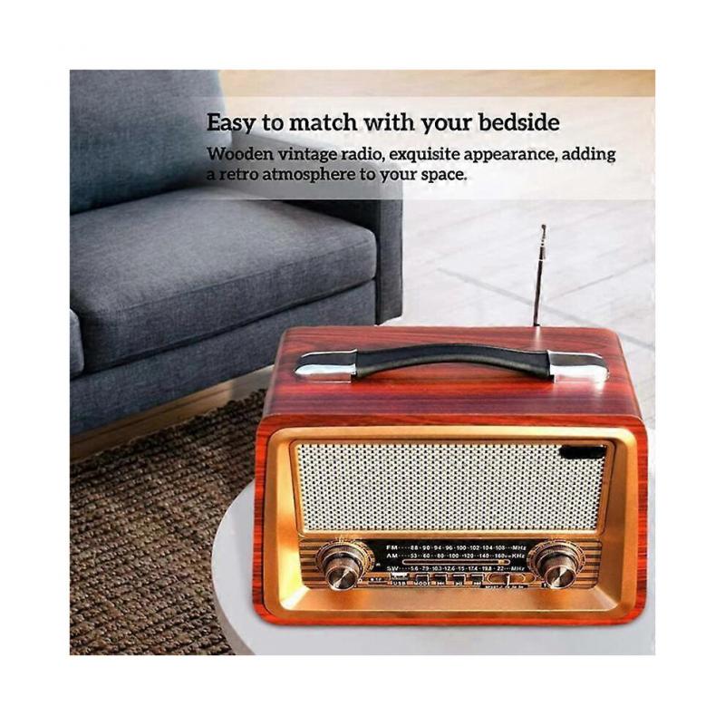 Retro Portable Radio Wireless Bluetooth Speaker Stereo AM/FM Radio Receiver Player USB TF AUX MP3 Classic Style