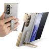 Чехол из натуральной кожи для Samsung Galaxy Z TriFold с подставкой-ручкой, вращающийся на 360° для TriFold, металлическая оболочка, защитный чехол-бампер