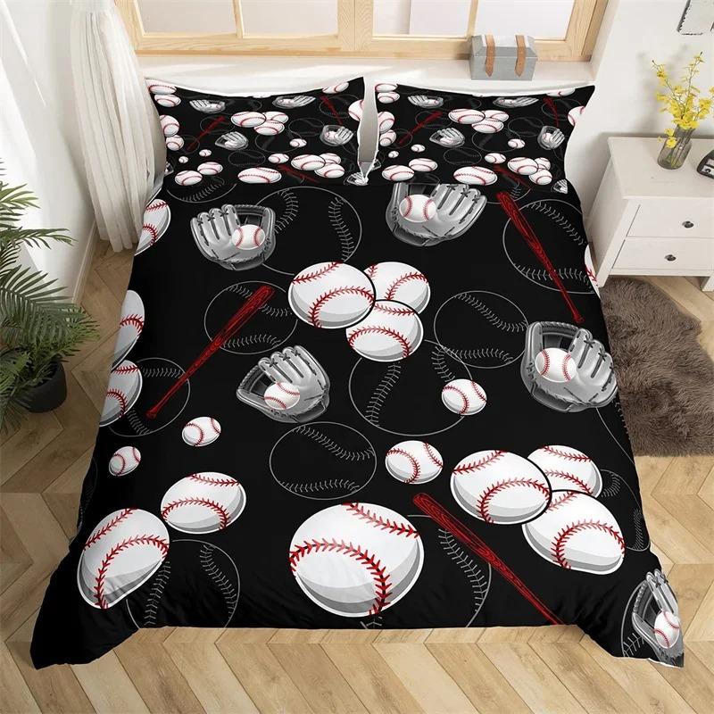 Пододеяльник для мальчиков и девочек, комплект постельного белья с бейсбольной тематикой для подростков, комплект постельного белья из микрофибры с 3D-бейсбольной битой, перчатками, покрывалом для одеяла Twin King Queen Size