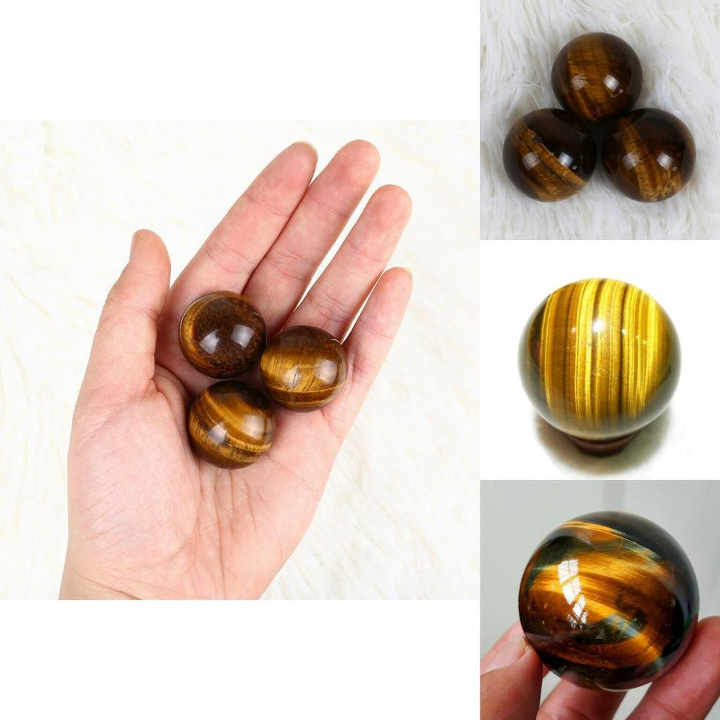 Premium Natural Tiger Eye Quartz Crystal Sphere 2040mm In Dark Yellow Color