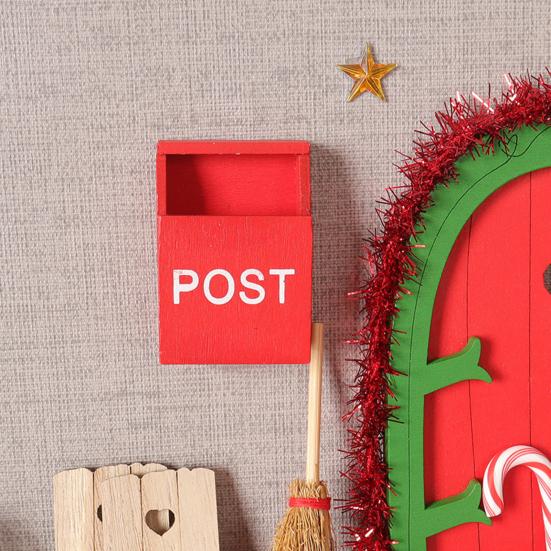 Miniature Christmas Scene Model Wooden Elf Door Set Handmade Mini Wood