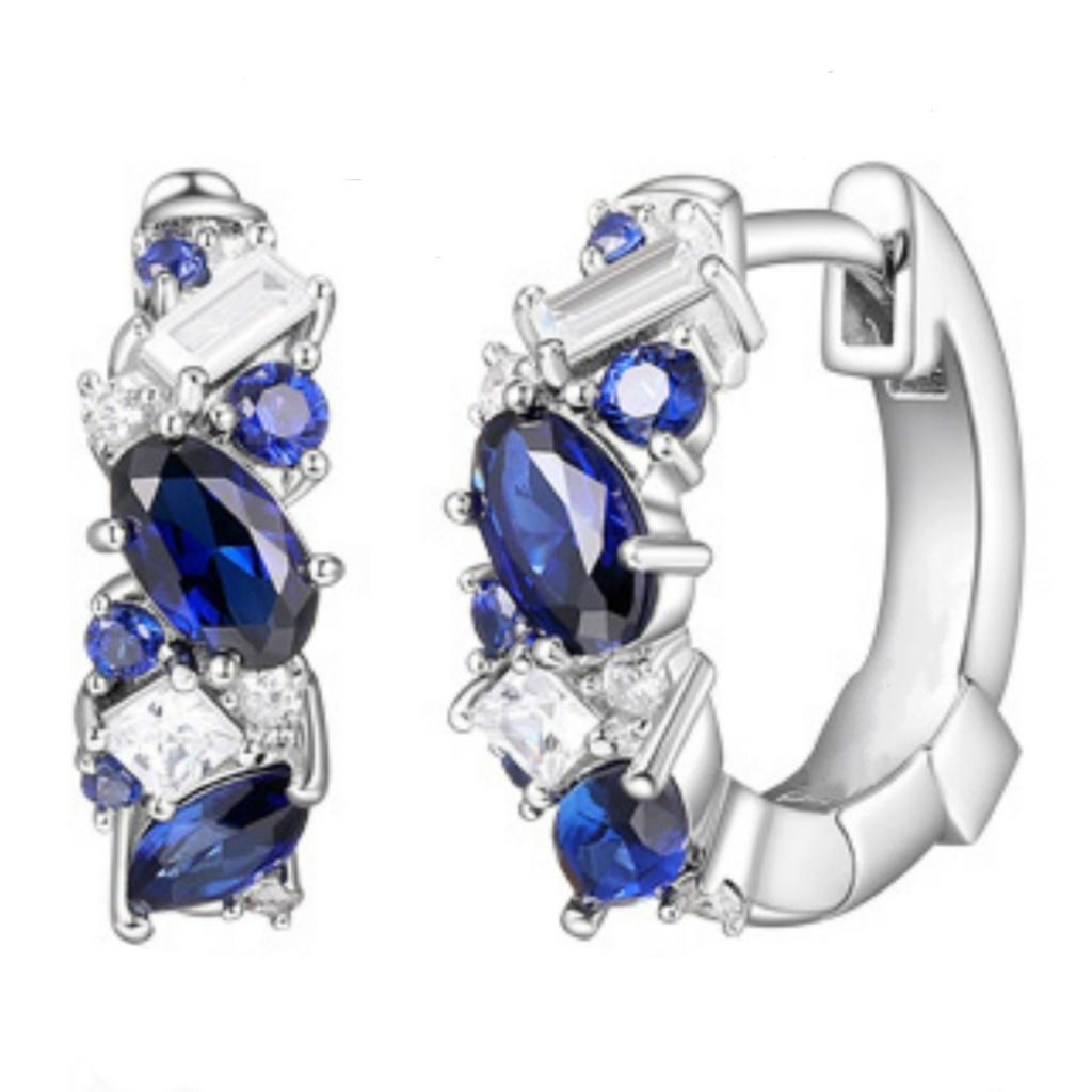 Earrings, Earrings, New Color Sapphire Blue Earrings, Rhine Blue Zircon Earrings, Small Broken Diamond Earrings