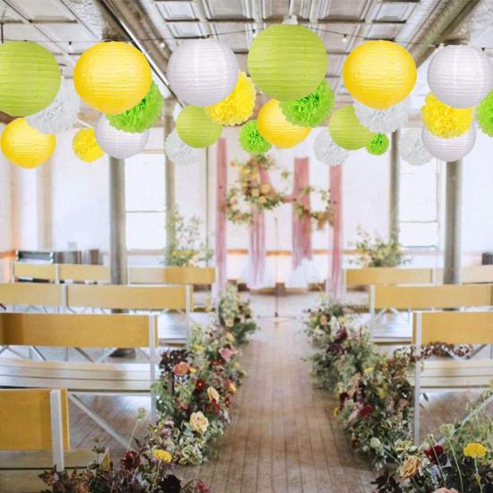 1 Set Paper Lanterns Party Decorations Tissue Pom Poms Flower Balls Simple Installation Boho Wedding Decorations