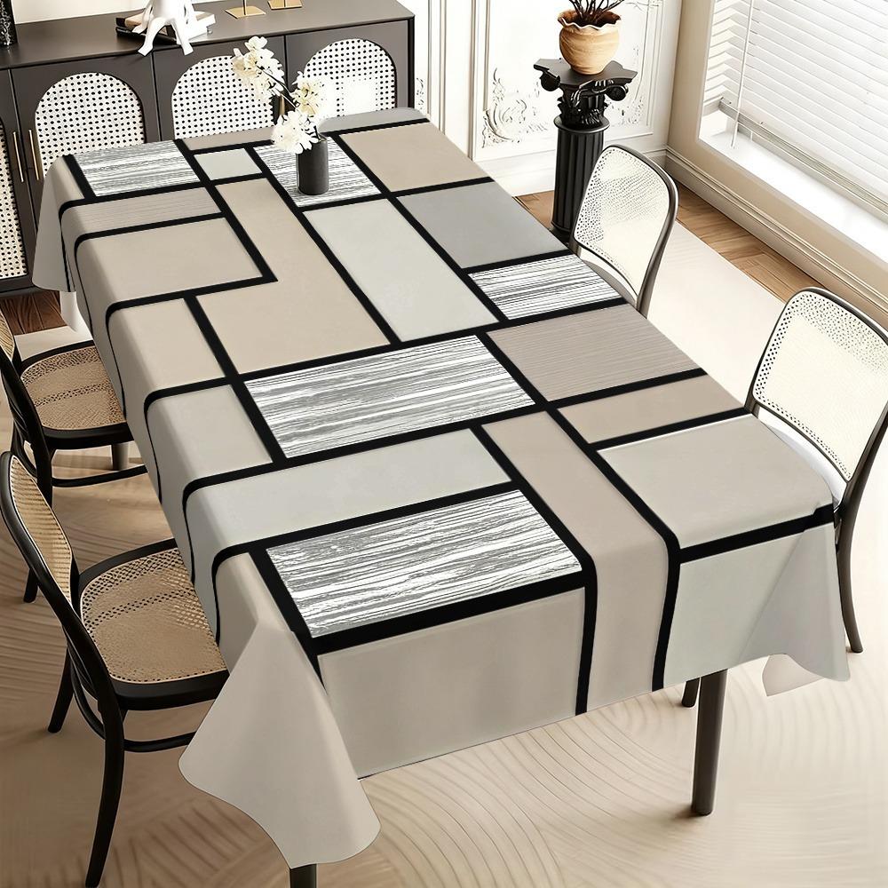 1PC Modern Simple Geometric Square Pattern Tablecloth, suitable for picnics, camping, parties, and various other occasionszyc