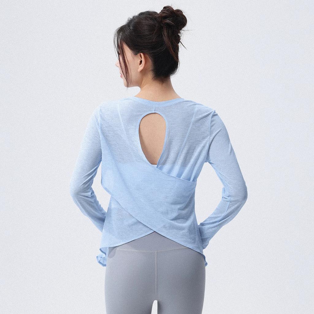 Women S Long Sleeve Yoga Sports Set Loose Fit Workout Top For Pilates Running