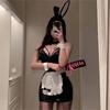 Сексуальное нижнее белье Двумерный COS Bunny Girl Косплей Кук Чистое Желание Горничная Лакированная Кожа Голая Грудь PP Униформа Женщина