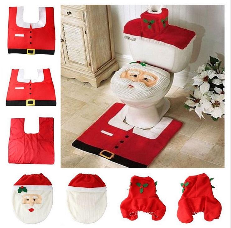 Santa Claus 3-Piece Toilet Set: Seat Cover, Foot Pad, Water Tank & Tissue Cover