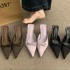 Французский бант, острый носок, туфли-стилеты, женские, ранняя весна, новинка, сумка, головка, полутуфли, темпераментные, для ношения, сексуальные, на высоком каблуке