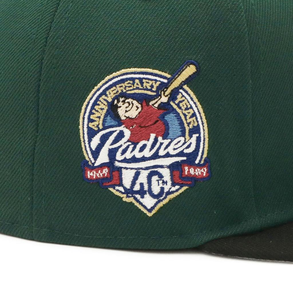 New Era 59FIFTY Cap MLB San Diego Padres SD Dark Green with Side Under Exclusive to and Gokyu Fifty 5950 Side Patch Straight Flat Perfect for Summer