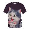 Spring Summer T-shirt Little Lazy Cat Men's Women's T-shirt 3D Digital Printed Round Neck Short Sleeve Shirt