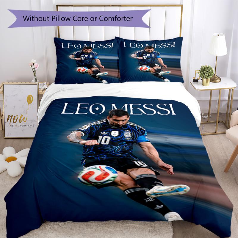 Football Messi Bed Linen Set Perfect for Playroom Soft Fabric Christmas Gift