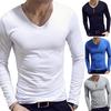Spring Autumn New Men's Solid Color Round Neck Long-sleeved T-shirt Korean Cotton Slim Bottoming Shirt