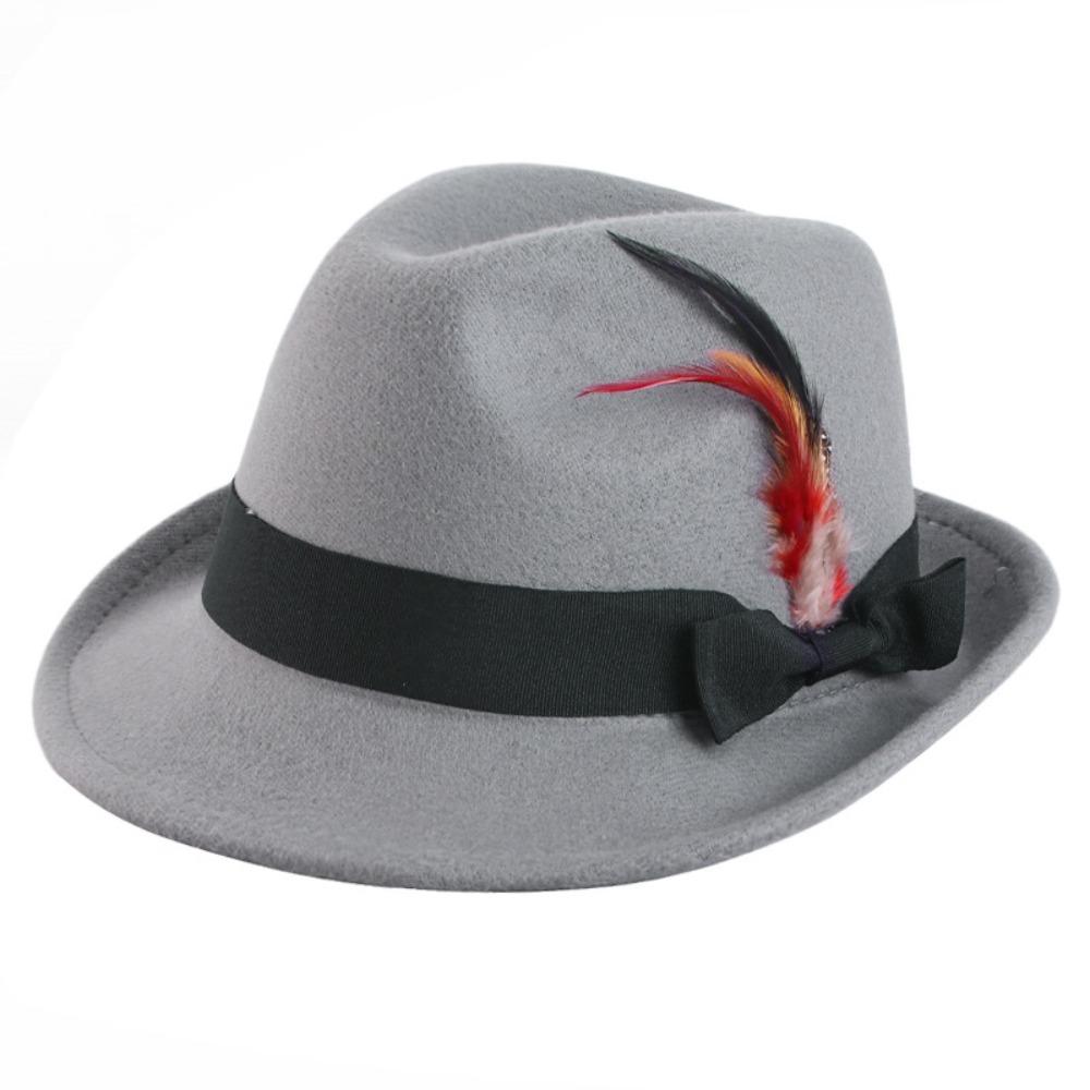 Wild Brim Jazz Hats Имитация шерсти Костюм Кепка для косплея Практичные украшения из перьев Шляпа для улицы