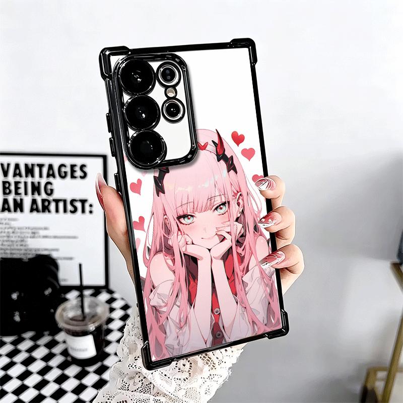 Zero Two 02 Кавайная Милая Позолоченная Чехол-Бампер Для Samsung Galaxy S24 S25 FE S26 Edge S23 Ultra S22 S21 Plus S20 Противоударный Подушка Безопасности C