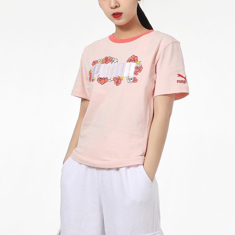 (WMNS) PUMA Logo Printing Round-neck Pink Women's 532042-27