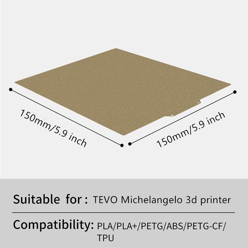 PEI Sheet 150x150mm Double Sided Textured PEI Printing Bed Spring Steel Build Plate for TEVO Michelangelo 3D Printer