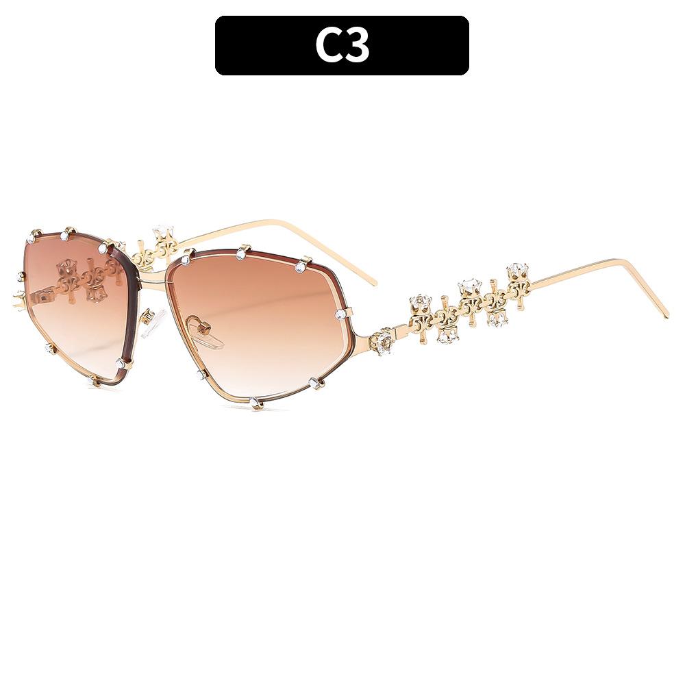 Стразы Необычной формы Очки Женские Мужские Модные Оверсайз Кошачий глаз Очки Металлические Овальные Солнцезащитные очки Оправа Винтажные Вечерние Очки