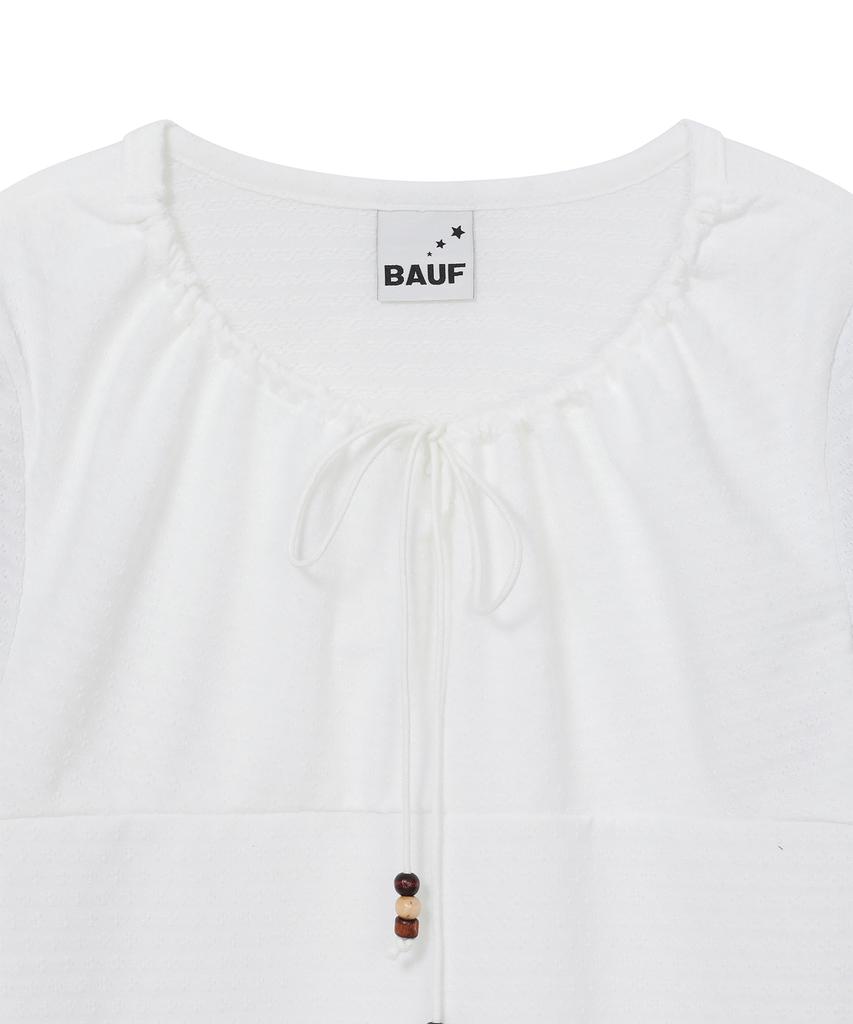 BAUF Shirred Layered Long Sleeve [White]