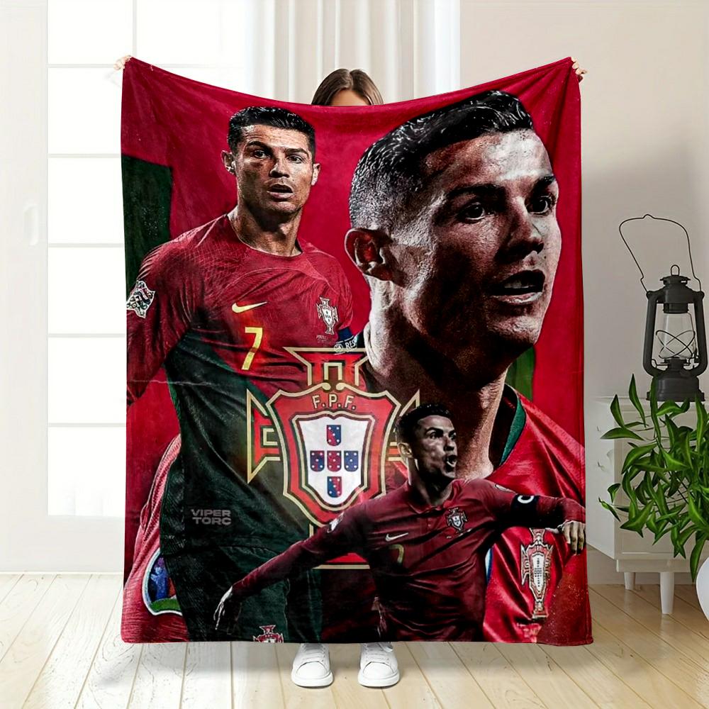 Portugal Soccer Player Collage Design Blanket Flannel blanket for bedroom, living room, sofa, and nap sofas
