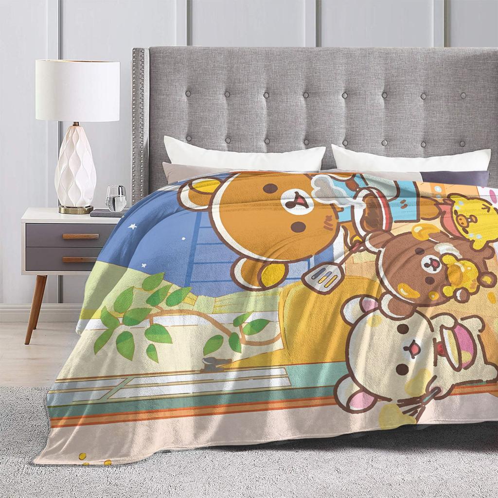 Rilakkumas and Friends Plush Blanket Girls Boys Flannel Bedding Throws For Living Room Soft Warm Custom DIY Quality Bedspread