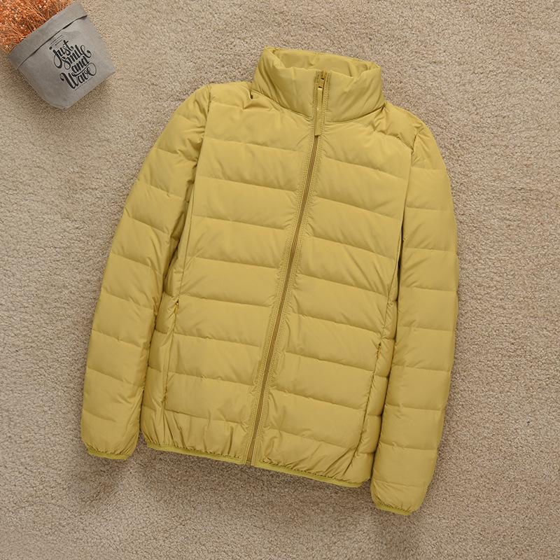 Seamless one-piece woven light and thin down jacket women's short stand-up collar lightweight large size outdoor sports autumn and winter jacket wint