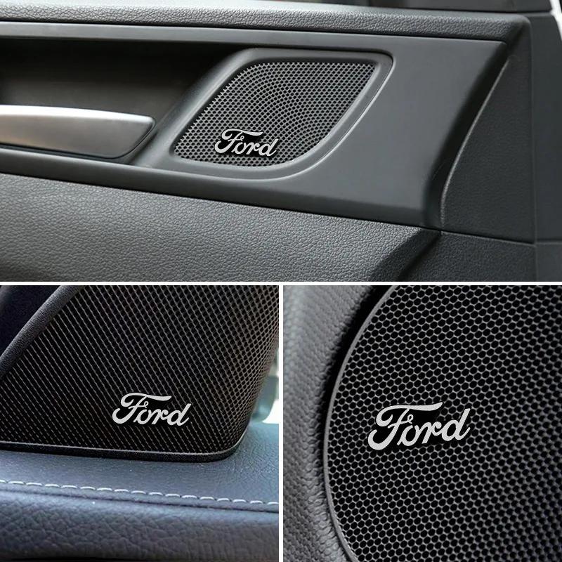 MINO2 4pcs Car Stereo Speaker Emblem Stickers Decal for Ford Ranger Fiesta Transit Kuga Mondeo Explorer Escape Galaxy F150 Raptor