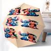 Lilo Stitch Friendship Fully automatic themed umbrella   8 ribs durable iron frame, tri fold compact design, perfect as a gift, travel umbre
