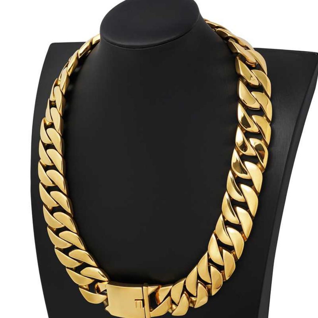 20Mm European and American Titanium Steel Casting Necklace Men's Rough Color New Large Hip-hop Stainless Steel