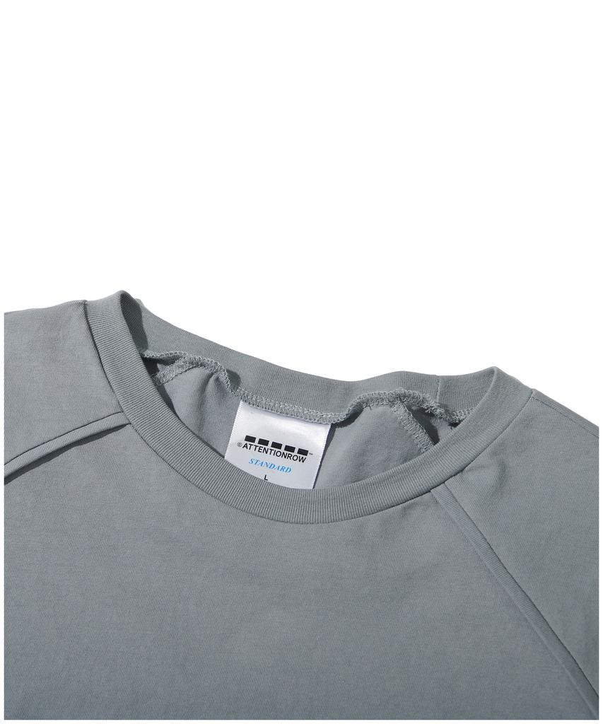 ATTENTIONROW 22Ss07At031 Shoulder Piping Regular Oversized Short Sleeve (Gray)