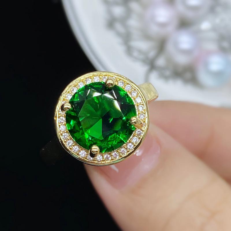 BELLA BOX Новое темпераментное круглое зеленое кольцо для женщин, циркониевое кольцо для помолвки, изысканное великолепное ювелирное изделие, подарок