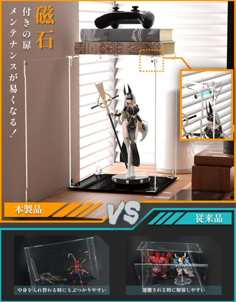 COOLTAKU Фигурка УФ Магнитная Магнитная Передняя Коллекция Больше Собрано Акриловая Подставка Ткань для Чистки Пятен Хранение Фигурок 30 x Глубина 30 x Высота Черный