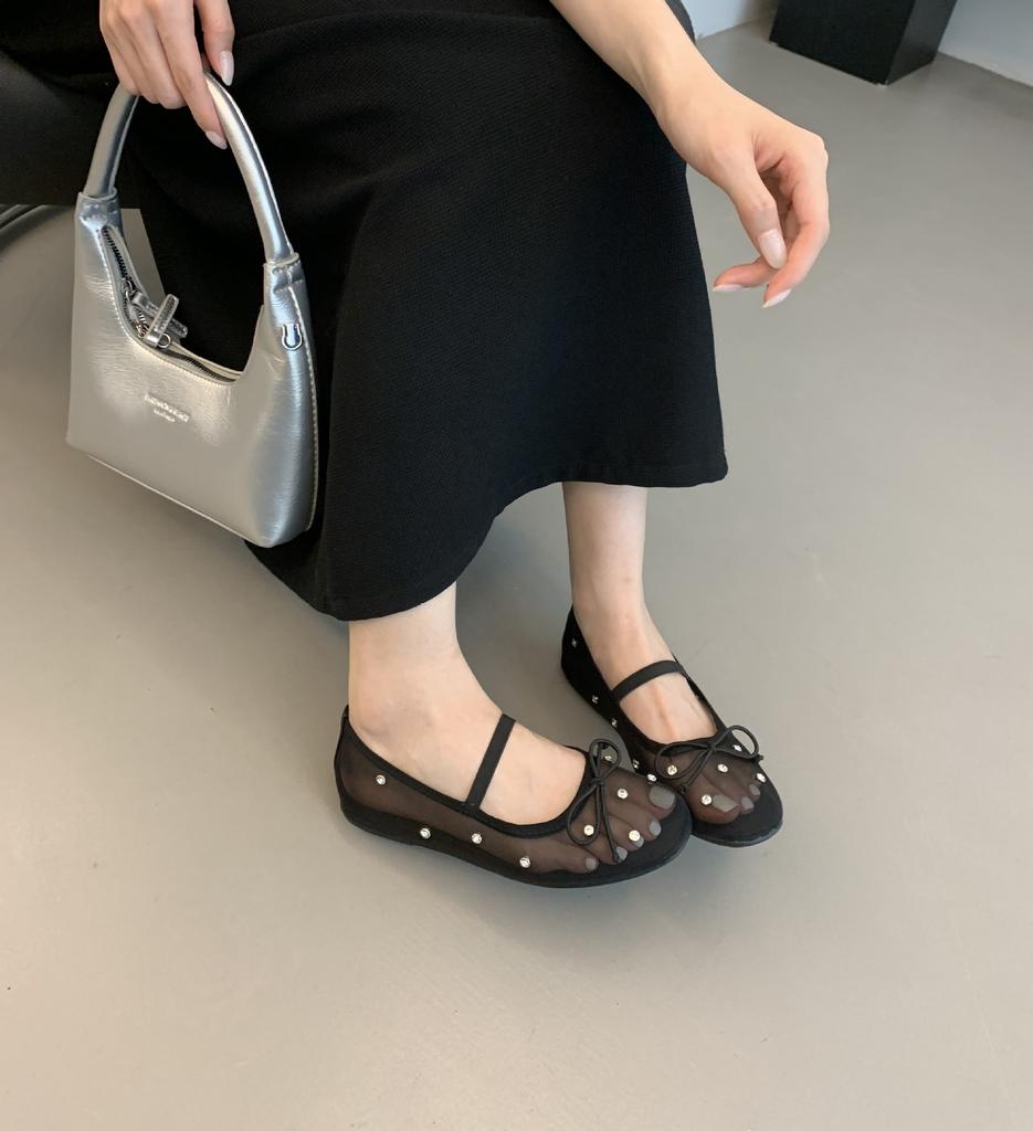 Модные женские туфли-балетки с бантами, летняя новинка, модные неглубокие элегантные балетки для дам, мягкие, плоские, для улицы, повседневные туфли Мэри Джейн