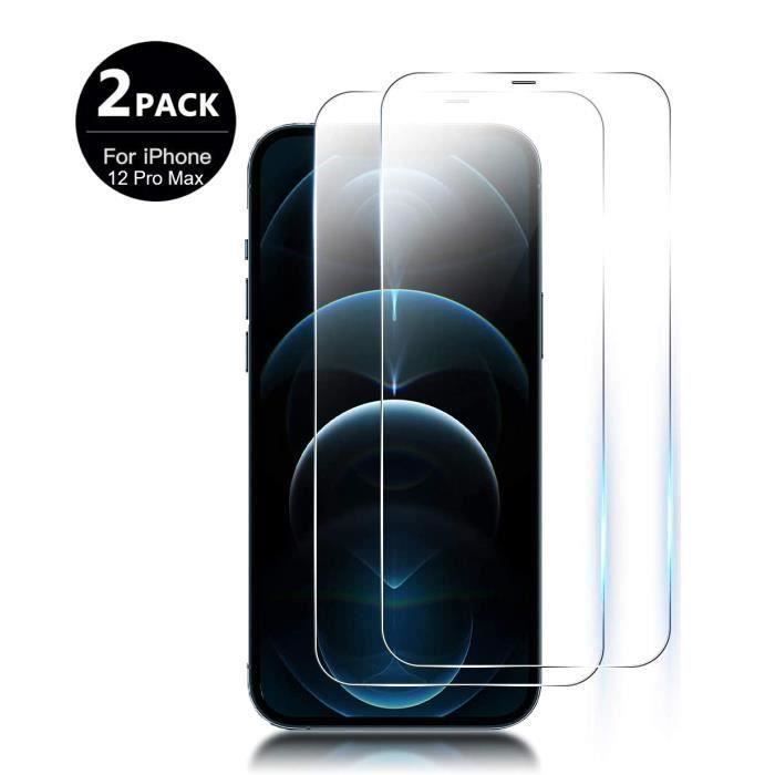 Verre Trempé - E.F.CONNECTION - pour iPhone 12 Pro Max - Pack de 2 - Découpe Face ID - Réponse rapide