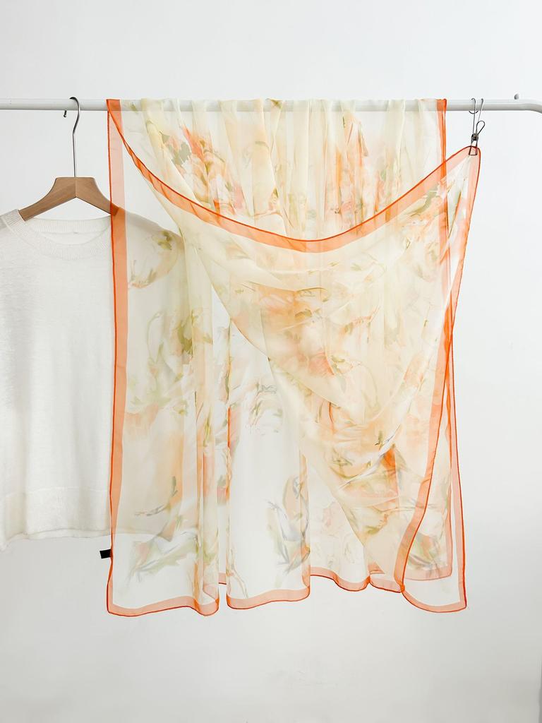 180*135cm Summer Chiffon Silk Scarf Women Outdoor Sunscreen Shawl Soft Bandanna Fashion Luxury Brand Shawl Head Long Hijab Wrap