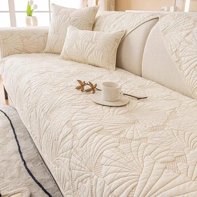 Хлопковая Нескользящая диванная подушка для четырех сезонов из чистого хлопка, бежевая летняя скандинавская подушка, универсальная ткань для полотенец для дивана