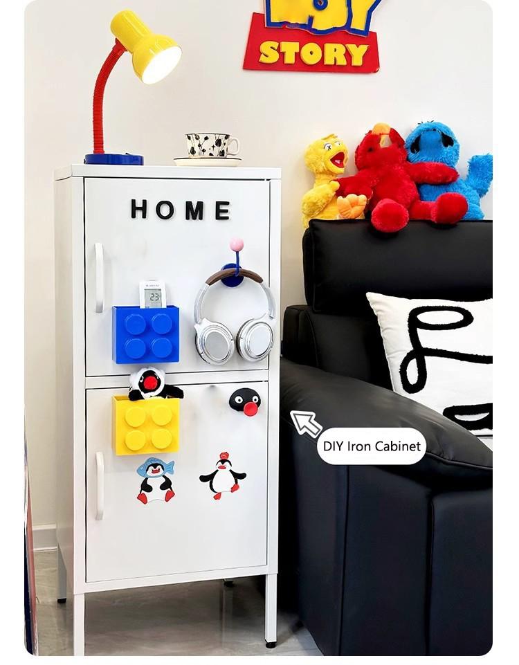 Magnetic Storage Box Building Blocks Storage Rack Kitchen No-Drill Refrigerator Magnet Storage Box Wall-mounted Container
