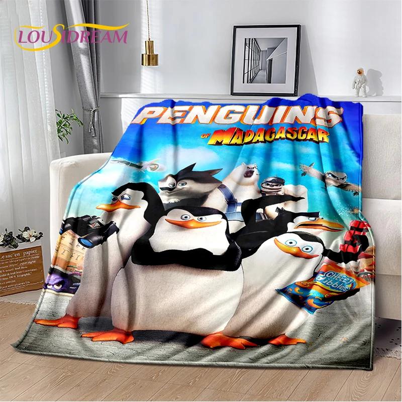 Милые пингвины из мультфильма «Мадагаскар» Плед, Мягкий плед для дома, спальни, кровати, дивана, пикника, путешествий, офиса, Покрывало, Подарок для ребенка