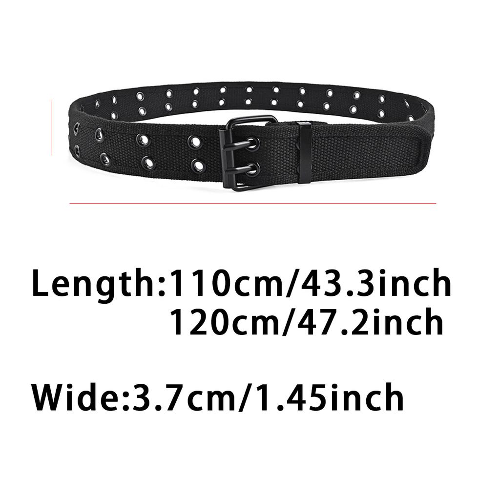 New Men's Double Row Needle Buckle Woven Belt Women's Belt Leisure Sports Outdoor Work Belt with Cargo Pants Jeans Belt