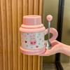 Милая и ценная кружка для щенка с крышкой и ложкой, мультяшная керамическая чашка с котенком для подарка на день рождения одноклассницам