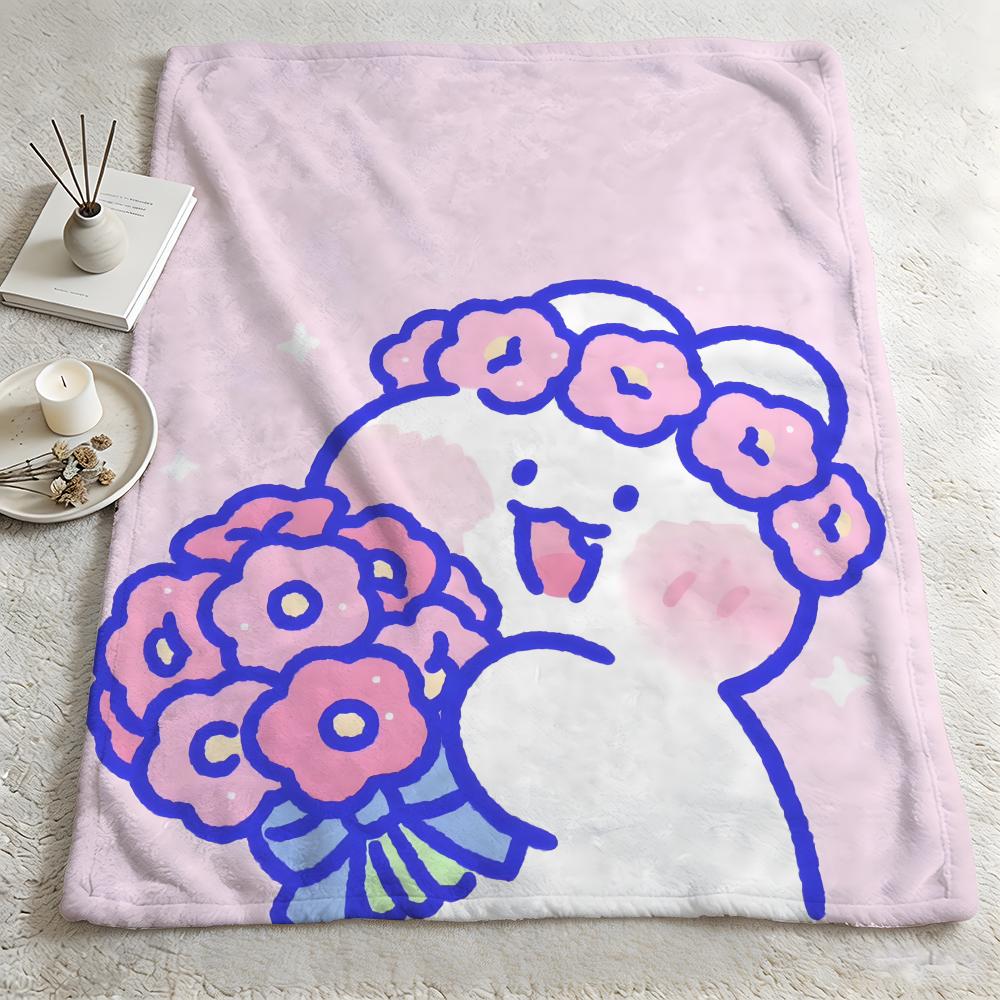 character mmongmongg Throw Warm Soft Flannel Blanket Multiuse for Sofa Bed Camping Travel Nap