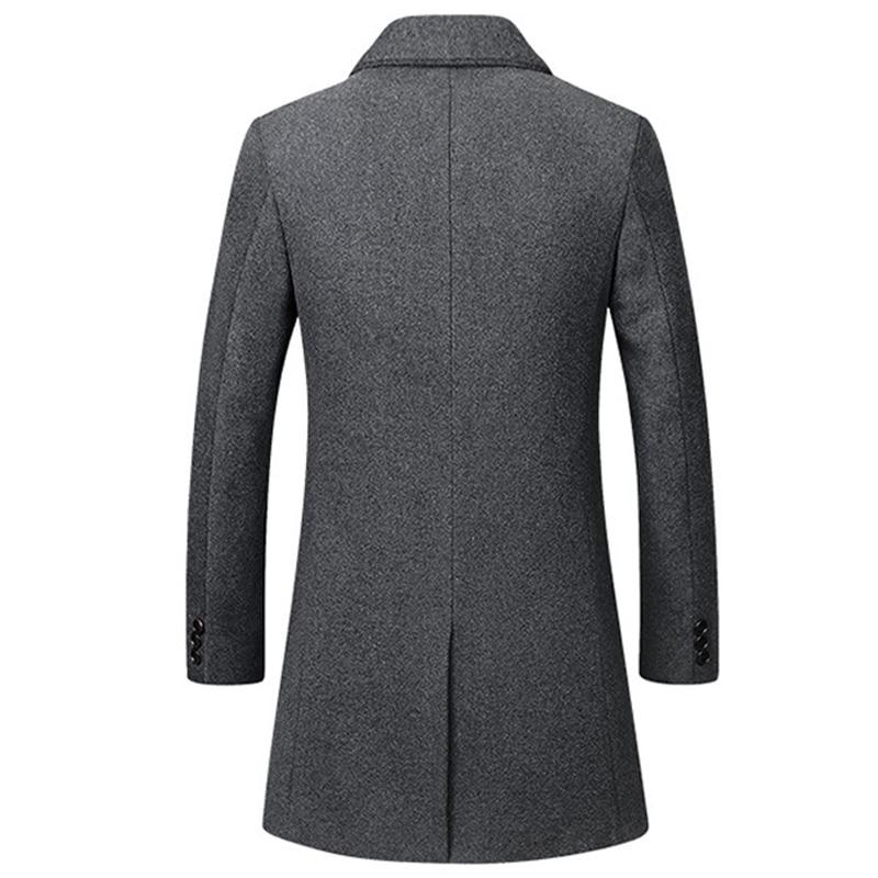 Winter Wool Jackets Men Casual Slim Outwear Long Trench Coat